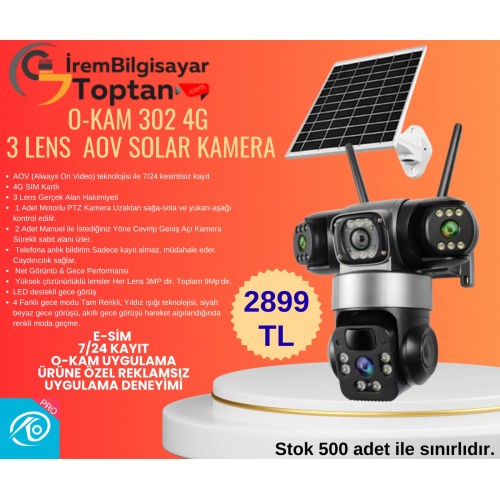 O-KAM 302 4G 3 LENS AOV SOLAR KAMERA